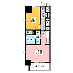 ラフィーネ名駅南 1LDKの間取図画像