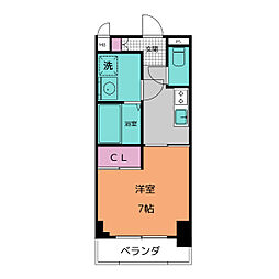 プレディアスタイル白川公園 1Kの間取図画像