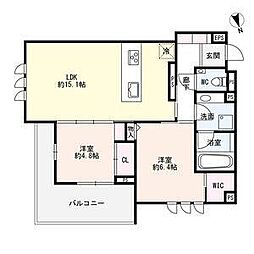 極稀(ごくまれ) 2LDKの間取図画像