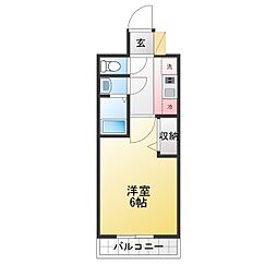 プレリス丸の内オーレル 1Kの間取図画像