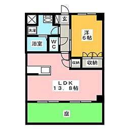 Northriver 1階1LDKの間取り