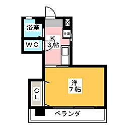 加藤ビル 3階1Kの間取り