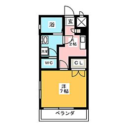 シャルム聖 1Kの間取図画像