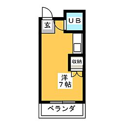 コーポR&K ワンルームの間取図画像