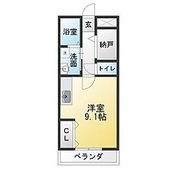 秋田マンション ワンルームの間取図画像