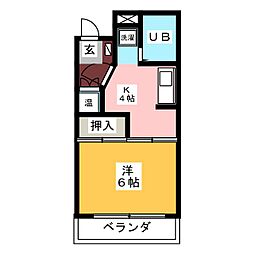 シティハイツ万豊 1DKの間取図画像