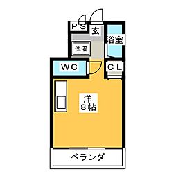 ヴィラ千成 ワンルームの間取図画像