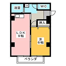 シックスブレイン 1LDKの間取図画像
