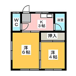 成田荘 2Kの間取図画像