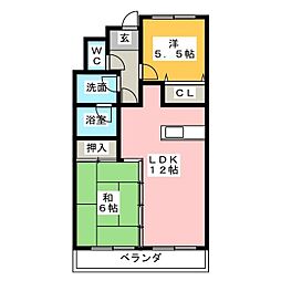フィローリ日ノ宮 2LDKの間取図画像