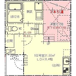 ハーモニーテラスティアラ中村 1LDKの間取図画像