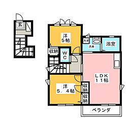 パークハイムミヤウラA 2LDKの間取図画像