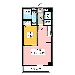 セントラルK's 1LDKの間取図画像
