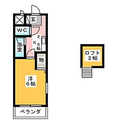 HASTナガオサ 1Kの間取図画像