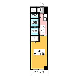 オアゾ名西 1DKの間取図画像