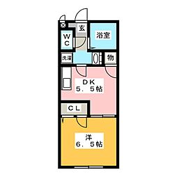 アムール雅 1DKの間取図画像