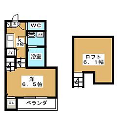 BrightWill十王町 1Kの間取図画像