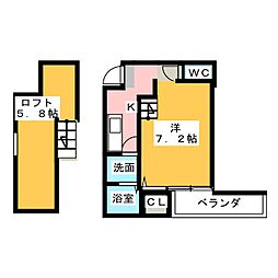 シティハウス本陣 1Kの間取図画像