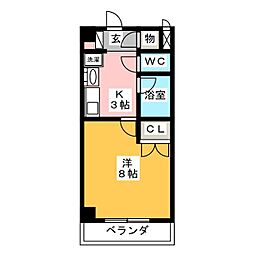 レージュ松原 1Kの間取図画像