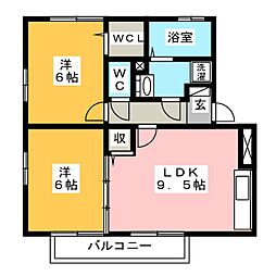 ピアネクストB 2LDKの間取図画像