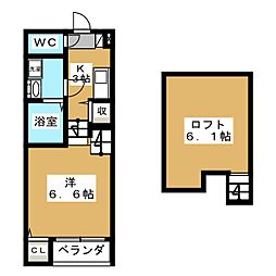 N'sタウン本陣 1Kの間取図画像
