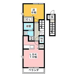 レジデンス輝2 1LDKの間取図画像