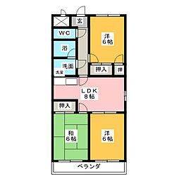 モナーク岩屋 3LDKの間取図画像