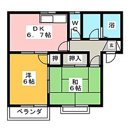 ローズガーデンエイトハウスA 2DKの間取図画像