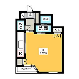 SPACECUBEHONJIN 1Kの間取図画像