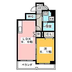 コンフォール名駅 1LDKの間取図画像