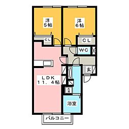 ラ・トゥール・アマA棟 2LDKの間取図画像