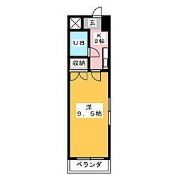 フローラ新藤 1Kの間取図画像