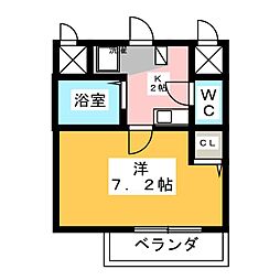 クレアール千賀 1Kの間取図画像