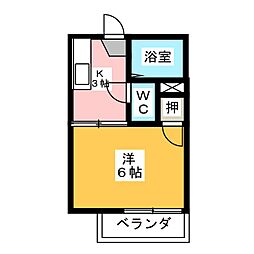 WESTみずほ 1Kの間取図画像