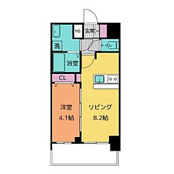 プレサンス桜山駅前アフォード 1LDKの間取図画像