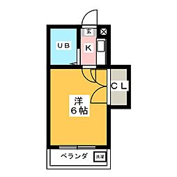 アストリー21 3階1Kの間取り