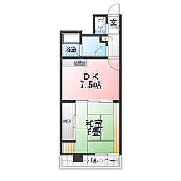 アメニティ雁道 1DKの間取図画像
