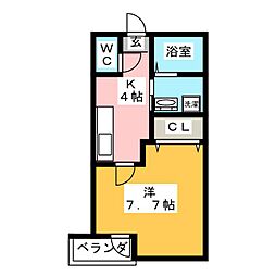 瑞穂ヶ丘ビリーブ館 1Kの間取図画像