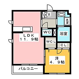 松栄ガーデン 1LDKの間取図画像