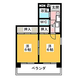 グランベール安田通 2Kの間取図画像