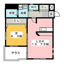 ダ・ヴィンチ吹上 1LDKの間取図画像