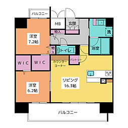 ロンドヴェルチュ桜山 2LDKの間取図画像