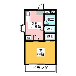 アメニティーハウス2 1DKの間取図画像