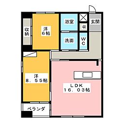 フローラル小桜 2LDKの間取図画像