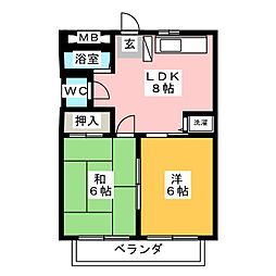 ユース宝扇 2LDKの間取図画像
