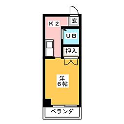 さくらニューこーぽ 1Kの間取図画像