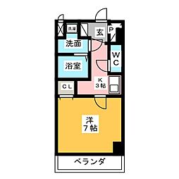 ヴィラマリオン 1Kの間取図画像