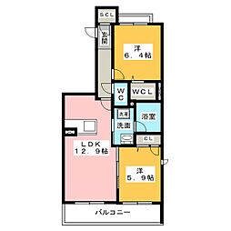 桜山ブラッサム 2LDKの間取図画像