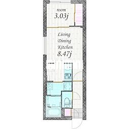 名古屋市昭和区御器所3丁目マンション 1LDKの間取図画像