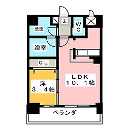 パラドール吹上 1LDKの間取図画像
